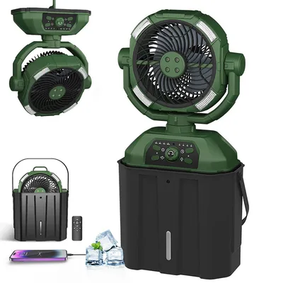Produktbild von 6 L Camping-Nebelventilator – Tragbar,20000 mAh Akku,LED-Licht,Fernbedienung,4 Sprühdüsen,3 Lichtmodi & 4 Timer für Outdoor,Terrasse,Garten & Strand