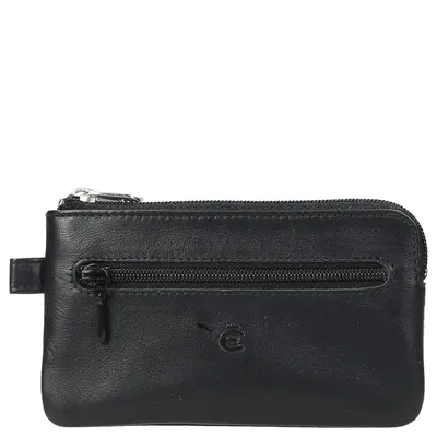 Zdjęcie produktu dla Skórzane etui na klucze Esquire Logo Key Case z zamkiem błyskawicznym czarne czarne