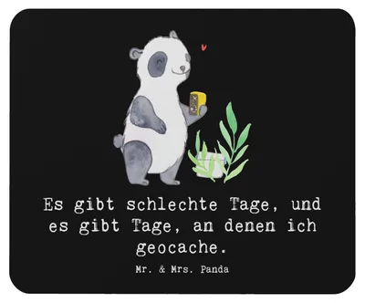 Produktbild von Mr. & Mrs. Panda Mauspad Panda Geocaching - Schwarz - Geschenk, GPS Schnitzeljagd, pc mousepad, mousematte, Opencaching, Mouse Pad, laptop, Schatzsuchen