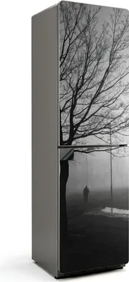 Produktbild von Winterspaziergang im Nebel – Magnetische Kühlschrank Abdeckung – Dekorfolie magnetisch Küche – Kühlschrank Magnet Deko – selbstklebende Magnettafel – Magnetfolie für Kühlschranktür – 60x205 cm