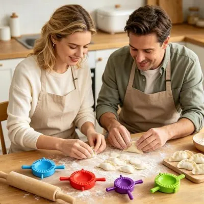 Produktbild von Teigtaschenpresse für Gebäck | Formwerkzeug für Wontons, Empanadas, Pfannkuchen und mehr – für die heimische Küche
