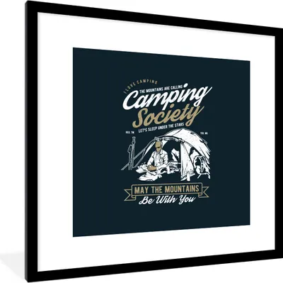 Produktbild von MuchoWow® MuchoWow® Gerahmtes Poster Zelt - Camping - Retro 40x40 cm - Poster mit zchwarzem Bilderrahmen - Poster - Plakat im Rahmen
