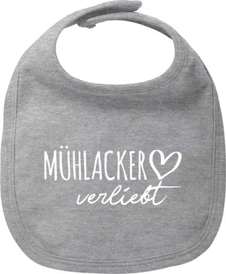 Produktbild von Huuraa Baby Lätzchen Mühlacker verliebt Heather Grey Klettverschluss  Baumwolle Latz Geschenkidee