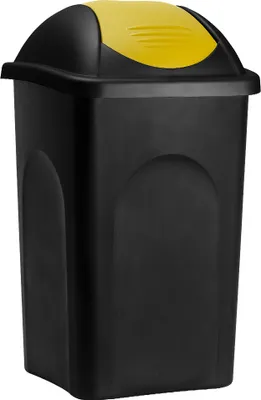 Produktbild von Stefanplast® Mülleimer mit Schwingdeckel 60L Abfalleimer Geruchsarm Küche Bad Biomüll Gelber Sack Kunststoff Mülltrennung Schwarz