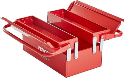 Produktbild von Werkzeugkasten 14 Zoll, 2-stufig, 3 Fächer, klappbarer Cantilever-Werkzeugkasten mit Griff