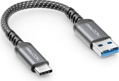 Produktbild von deleyCON 0,15m USB-A auf USB-C Kabel Kurz USB 3.0 5Gbps (USB 3.2 Gen1) Ladekabel Datenkabel für Smartphone Tablet Notebook Kamera HDD SSD Externe Festplatte Usw.
