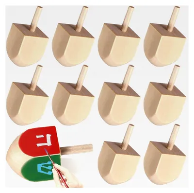 Produktbild von 20 Stück Chanukka Holz Dreidel 4,1 X 1,8 cm Unbehandelte Holzkreisel für Bastelprojekte Traditionelle Chanukka Spielzeuge Stabiles Drehen Festliche Dekoration