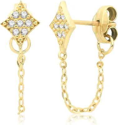 Produktbild von Modische 9 Karat (375) Gold Damen - Paar Ohrstecker mit Zirkonia - 7mm*5mm; TRS36217