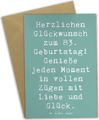 Produktbild von Mr. & Mrs. Panda babykarte Spruch 83. Geburtstag Liebe Glück - Meeresbrise - Geschenk, osterkarten, Happy Birthday, hochzeitskarten, und, weihnachtskarten, Grußkarten, 83