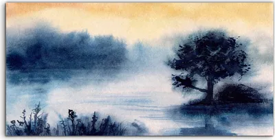 Produktbild von Coloray Glasbild 140x70  Wandbild Glasbilder Landschaft mit Sonnenuntergang am See