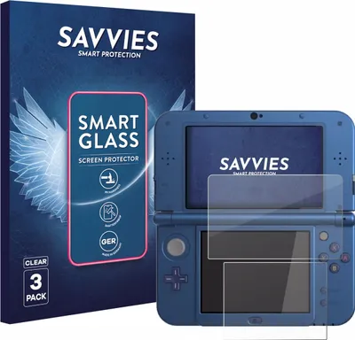 Produktbild von 3x Savvies Schutzglas Folie für Nintendo New 3DS XL 9H Panzer Schutzfolie Glas Displayschutz klar transparent