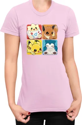 Immagine prodotto di Maglietta da donna Japan Manga Anime Comics Pokemon 017, Lady XL , Rosa chiaro