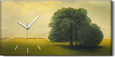 Produktbild von Dekor Leinwand Uhr Wandbilder Geräuschlos 60x30 Bäume Himmel Feld malen - weiße Hände
