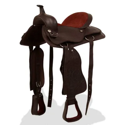 Produktbild von Western-Sattel, Halfter & Brustblatt Echtleder 16" Braun