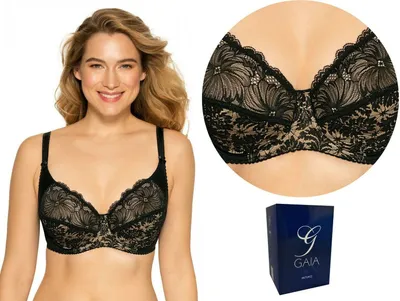 Produktbild von Gaia 534 Chantal Soft BH Damen Unterwäsche Spitze regulierbar  EU, schwarz-braun, 75H