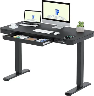 Image de Table à hauteur réglable Q3B-1260EU, 120 x 60 cm, noire