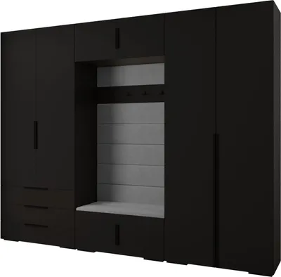 Produktbild von MEBLE KRYSPOL Inova 1 Möbelset Garderobe, 236,7x300x47cm - Schwarz, Manila 16, Schwarz