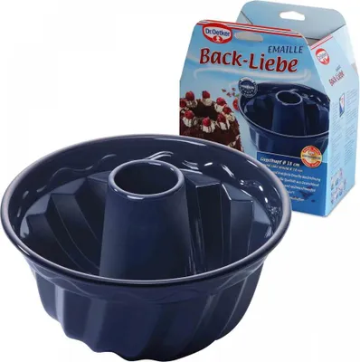 Zdjęcie produktu dla Dr. Oetker Bundt Form Ø 18 cm BACK-LIEBE EMAILLE, forma do pieczenia z odporną na przecięcia i zadrapania emaliowaną uszczelką, forma do pysznych ciast (kolor: niebieski)