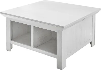 Produktbild von Couchtisch WINGST-61 Truhen-Tisch im Landhaus Stil Nachbildung Pinie weiß Nb. mit Klappe und Stauraumfach B/H/T ca. 93x50x93cm