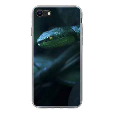 Produktbild von MuchoWow® Handyhülle Schutzhülle Hülle für iPhone SE 2022 Schlange - Makro - Holz Silikon Softcase Handy Hülle - Schutzhülle