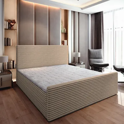Produktbild von Masseno Boxspringbett BRENTO 160x200 cm Komplett-Set mit Bonell Matratze und Topper, Polsterbett mit Bettkästen -Beige, TILIA 17