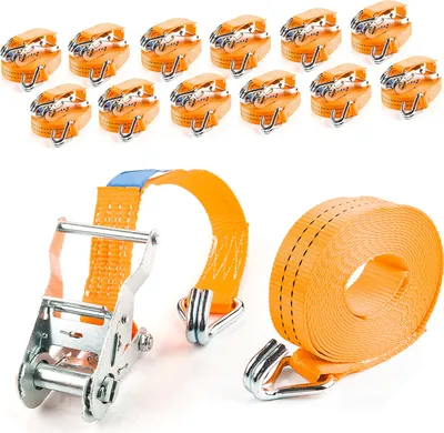 Produktbild von 12x Spanngurte mit Ratsche und Haken 2000kg 6m 2t Zurrgurte zweiteilig