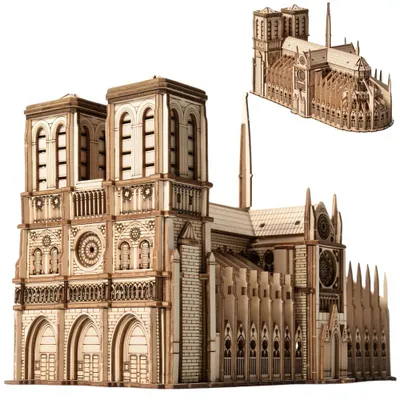 Image de Kit de construction en bois 3D, puzzle de Notre-Dame, à monter soi-même, pour enfants et adultes