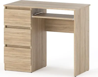 Zdjęcie produktu dla Biurko Komputerowe Szkolne 3 Szuflady 90Cm Nowoczesne Dla Dziecka Sonoma