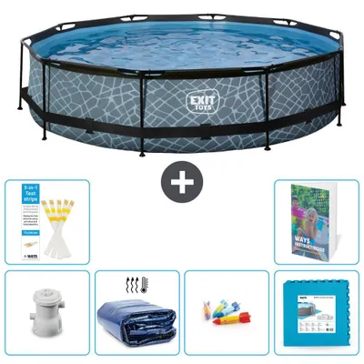 Image de Sortie de piscine "Rund" - Design "Steinoptik" - 360 x 76 cm - 5 pièces - Modèle S229