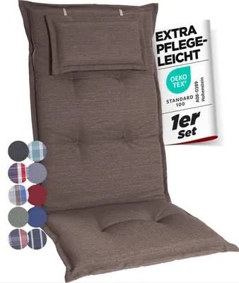 Produktbild von Gardisun Hochlehner Auflagenkissen Polyester 6,5cm mit Kopfteil - Gartenstuhlauflage - Polsterkissen - EU