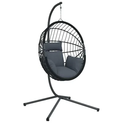 Produktbild von vidaXL Hängesessel Ei-Design mit Ständer Anthrazit Rattan und Stahl