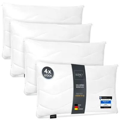 Produktbild von LILENO HOME Kopfkissen 40x70 cm [4er Set] als Kissen-Füllung - Bett oder Deko Kissen mit Reißverschluss zum Anpassen - Waschbar bis 95° - Sofa-Kissen & Zierkissen für Couch / Bett