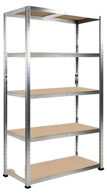 Zdjęcie produktu dla Metalowa regał, 5 półek, regulowane półki, biały, wymiary: 1,5 m wysokości, 70 cm szerokości, 30 cm głębokości