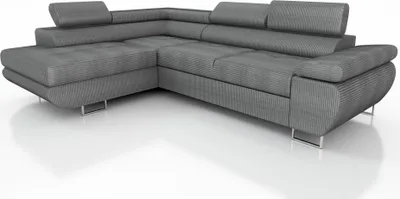 Produktbild von Couchgarnitur ELON Stoff Grau mit Schlaffunktion Ottomane Links