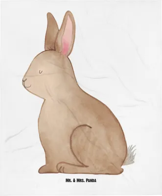Produktbild von Mr. & Mrs. Panda Schlummerdecke Hase Sitzen - Weiß - Geschenk, Fleecedecke, Ostern, Kaninchen, Frohe, Plaid, Osterhase, Babybettdecke, Ostergrüße, Babydecke, Grüße