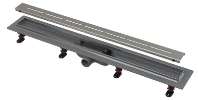 Imagen del producto de Alcadrain APZ18: Canal de ducha simple con borde de acero inoxidable para rejilla perforada, 850 mm