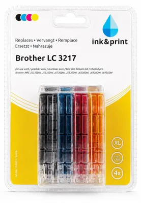 Produktbild von Tintenset Print&Ink Brother LC3217 CMYK 4 Farben kompatibel, KI-generiertes Bild