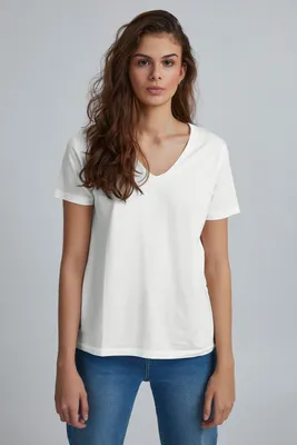 Produktbild von b.young BYREXIMA V-NECK TSHIRT V-NECK TSHIRT - Damen T-shirt Kurzarm Shirt Basic mit V-Ausschnitt