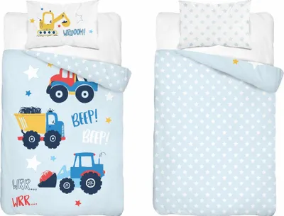 Produktbild von Bettwäsche, Kinderbettwäsche, 100% Baumwolle 100x135 5134a Baumaschinen
