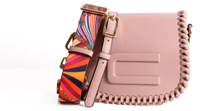 Image de Sac bandoulière pour femme, modèle Zelia Chic, en cuir noir, design vintage, avec bandoulière multicolore