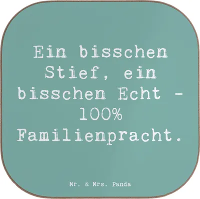 Produktbild von Mr. & Mrs. Panda Untersetzer Glas Spruch Liebe Stiefenkel - Meeresbrise - Geschenk, Familienbindung, Patchworkfamilie, Dankeschön, Großeltern, Coaster, gläseruntersetzer