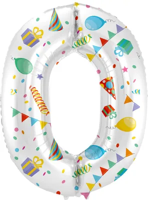 Produktbild von Folienballon Zahl 0 Joyful Party 86 cm