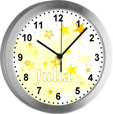 Produktbild von Kinderzimmer Funkwanduhr, Funkuhr Wanduhr Kinder, Sterne gelb 25 cm