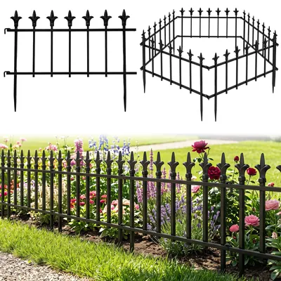 Produktbild von COSTWAY 5 Stück Gartenzaun dekorativ, Steckzaun Metall, 56cm(B)×44cm(H)