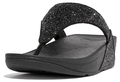 Image de FitFlop Lulu Glitter Toe - ThongsPolyuréthaneGlitter  Teenslippers - Zwart - Maat 38