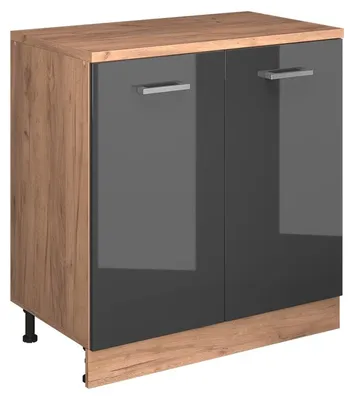 Image de Meuble sous pente Vicco R-Line Anthracite Haute brillance 80cm sans pente avec 2 portes, Model 61800