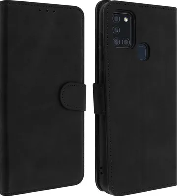 Immagine prodotto di Avizar, Custodia Flip Stand Custodia a portafoglio e funzione stand per Samsung Galaxy A21s, Nero