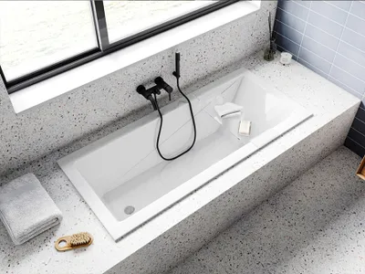 Produktbild von Badewanne Rechteck Wanne Acrylwanne 170x70 Modern Slim ohne Gehäuse