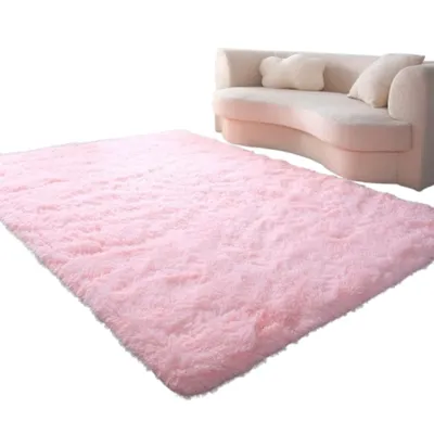 Produktbild von 80x120 cm Měkký koberec s vysokým vlasem, protiskluzový, snadno udržovatelný, šetrný k pokožce, ideální pro obývací pokoje a dětské pokoje - CAPRETERA Pink