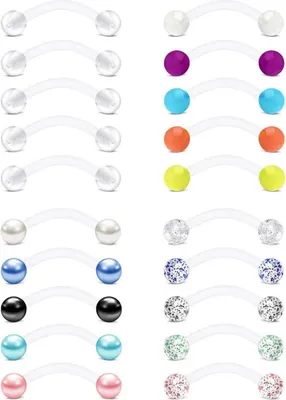 Produktbild von Augenbrauenpiercing 9-10 Stück Rook Piercing 16G 8mm Diamant Star Daith Piercing